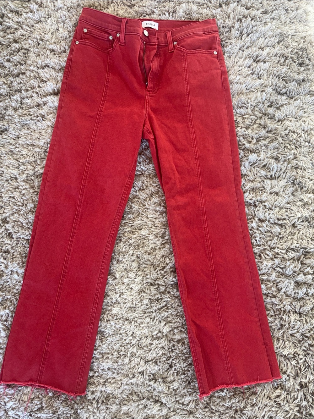 pistola Red High-Rise Straight Leg Jeans - 30